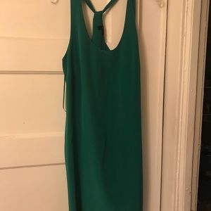 Green racer back silky Jcrew  dress